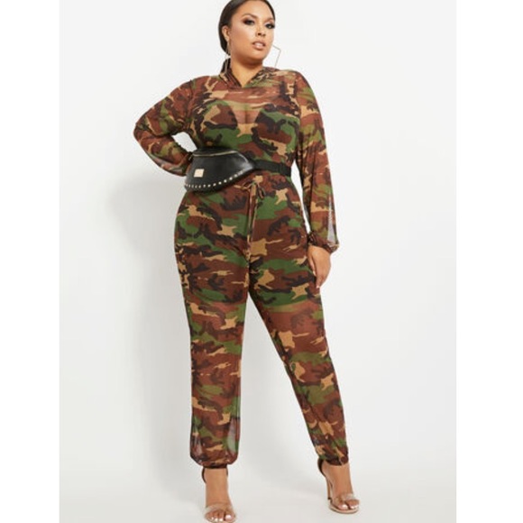 Ashley Stewart Nwt Olive Camo Mesh 